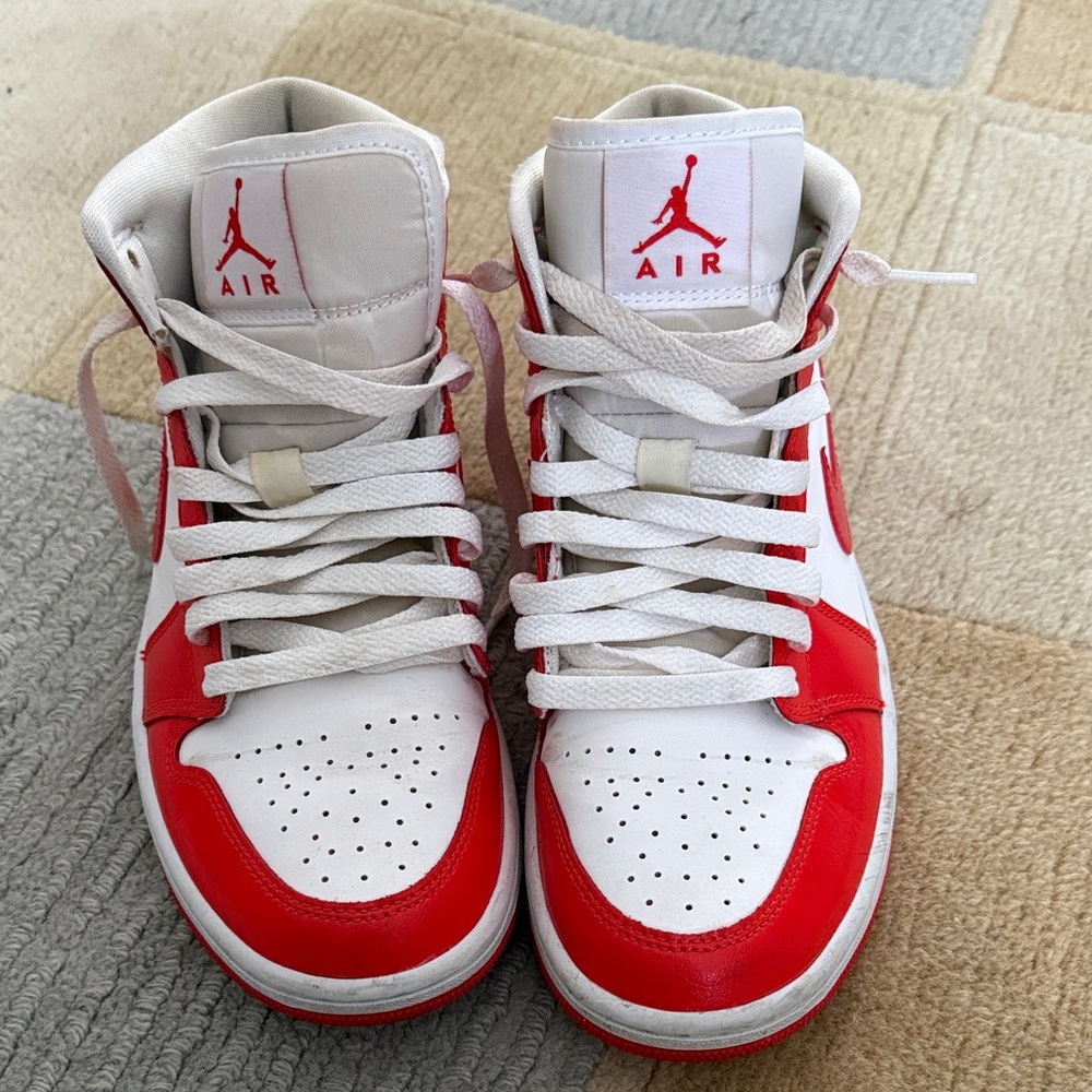 Nike Air Red and White High-Top Sneakers